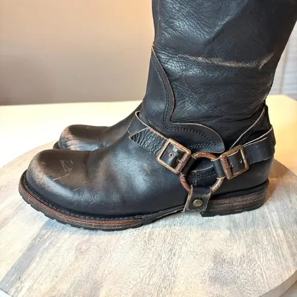 Freebird HAAVN Black Leather Tall Harness Boots Women’s Size 9 Distressed